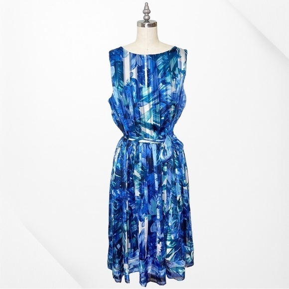 Carmen Marc Valvo Dresses & Skirts - Luxe by Carmen Marc Valvo Blue Floral Party Dress 16
